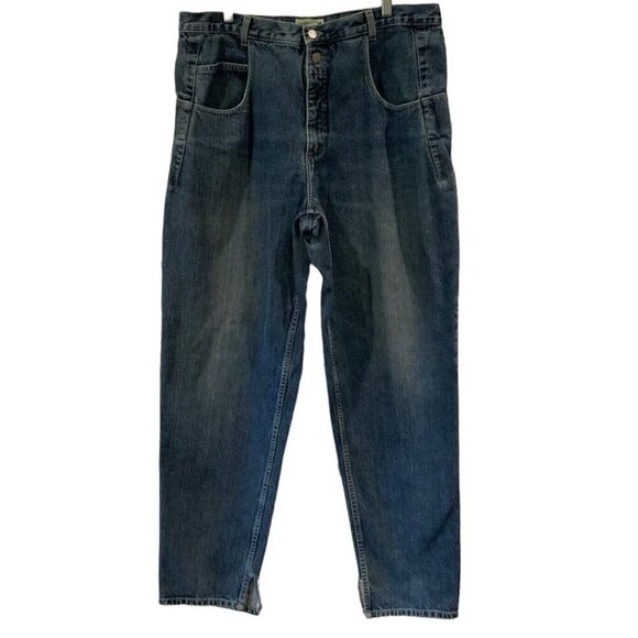 Guess Jeans Mens 38x34 Baggy Medium Wash Denim Vtg 90s Made in USA - CUT AT HEM - Picture 1 of 10